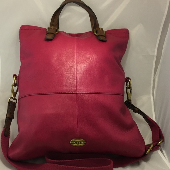 large pink leather Fossil Explorer tote - Picture 4 of 8